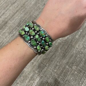 Sterling silver and Sonoran Gold Turquoise Cuff by Tom Lewis